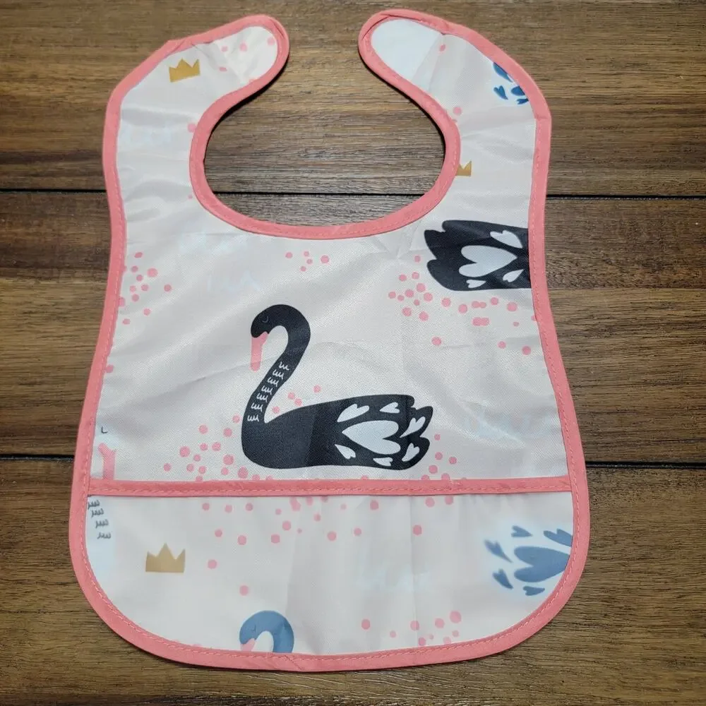 Set of 3 Infant Girl Super Bibs: Strawberries, Donuts & Swans